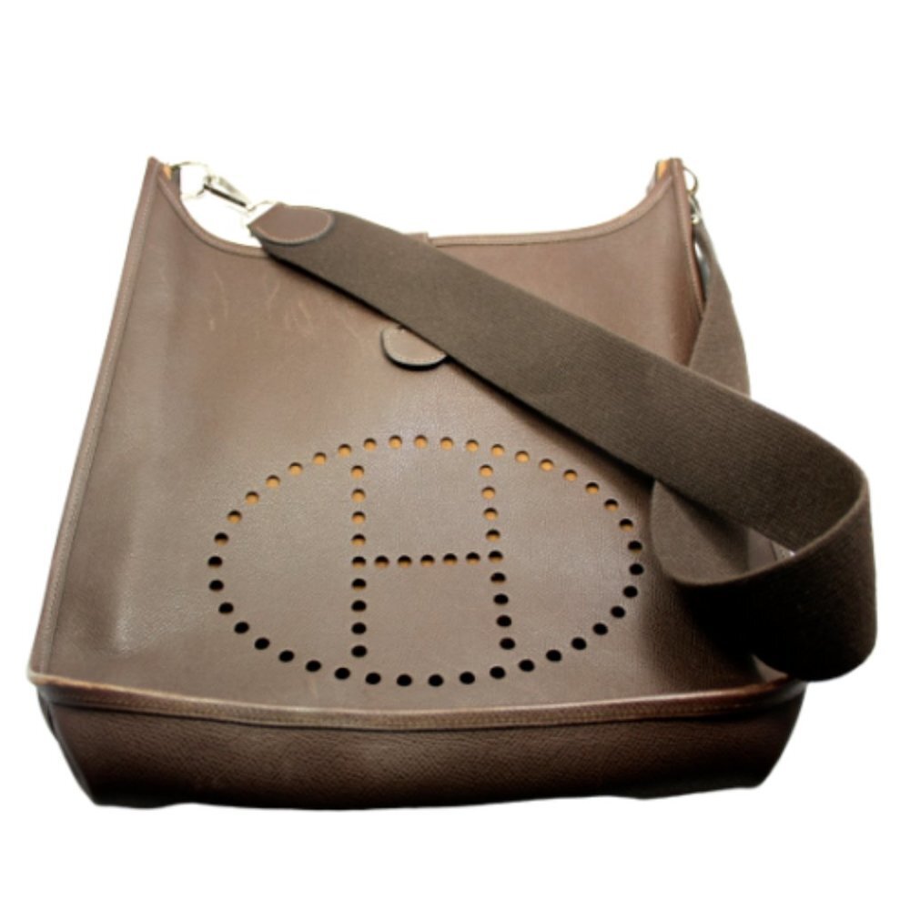 Authentic! Hermes Evelyne Chocolate Brown Epsom Leather GM Handbag Purse​